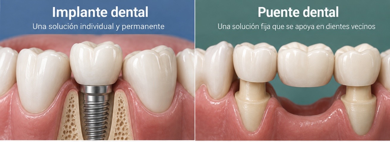 comparativa implante puente y prótesis dental